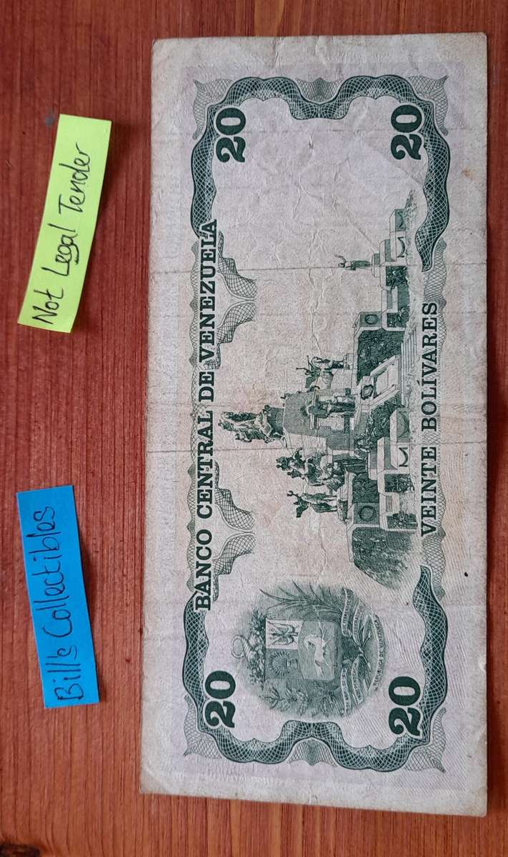 1992 Venezuela 20 Bolivares Banknote.