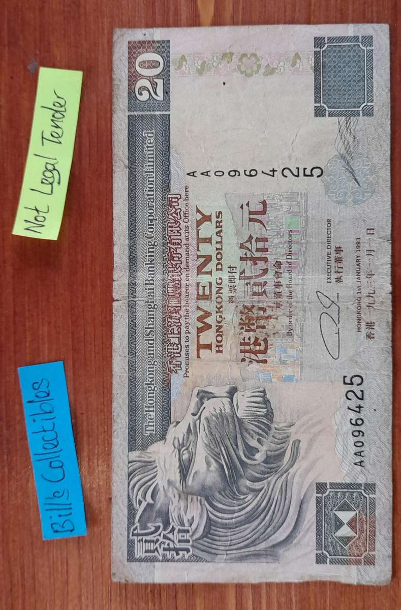Hongkong 20 Dollar Banknote. (AA Prefix)