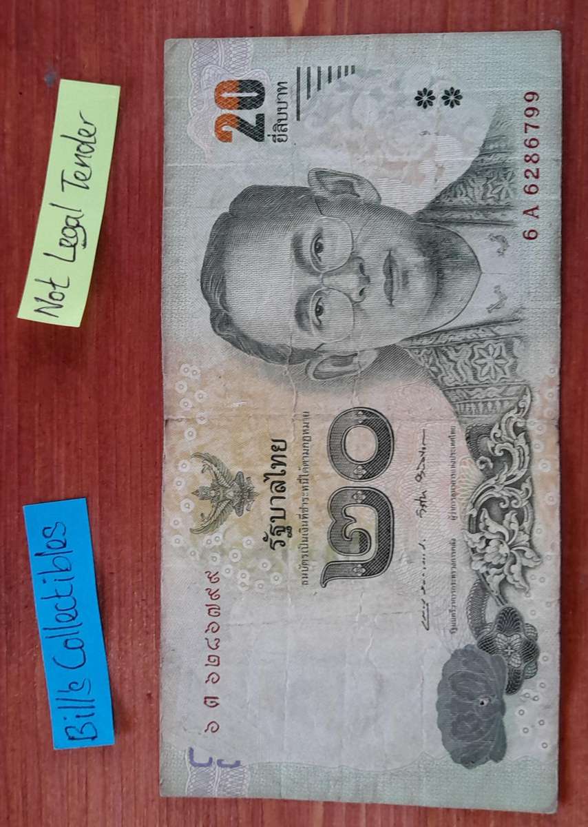 Thailand 20 Baht Banknote.