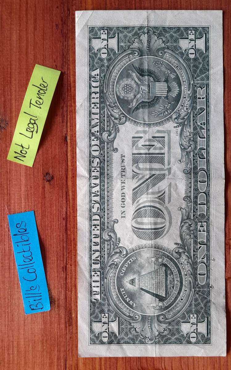 1969 American 1 Dollar Banknote .