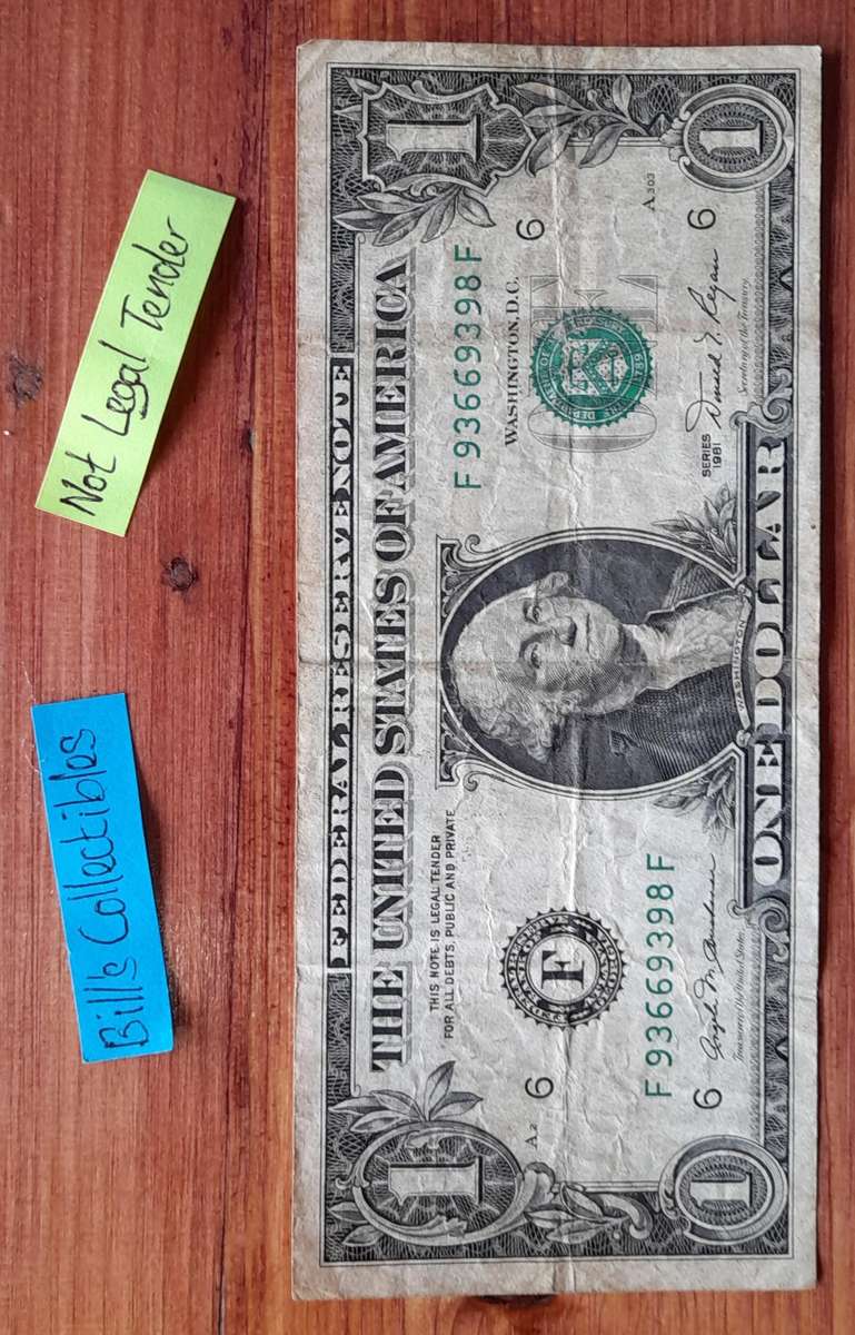 1981 American 1 Dollar Banknote.