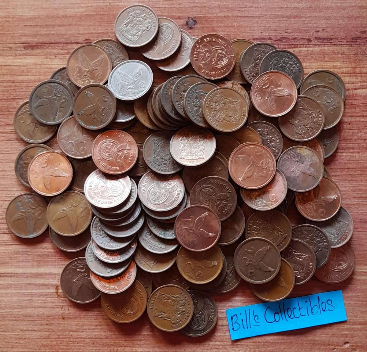 100 South African 3rd Decimal 2cent Coins . 1 bid Takes All.