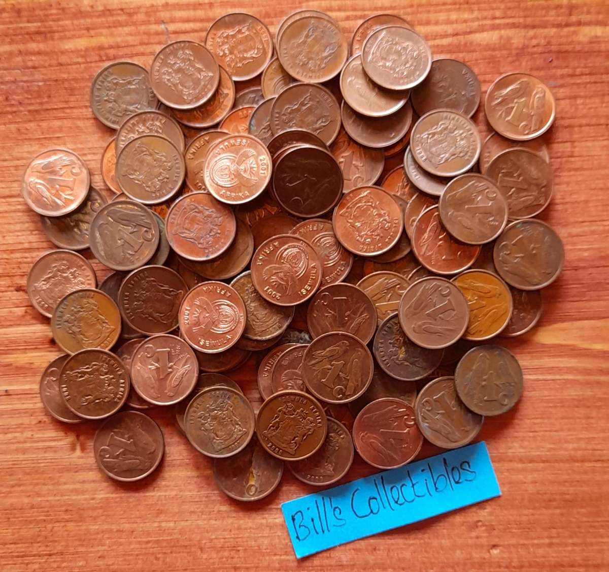 100 South African 3rd Decimal 1cent Coins . 1 bid Takes All.
