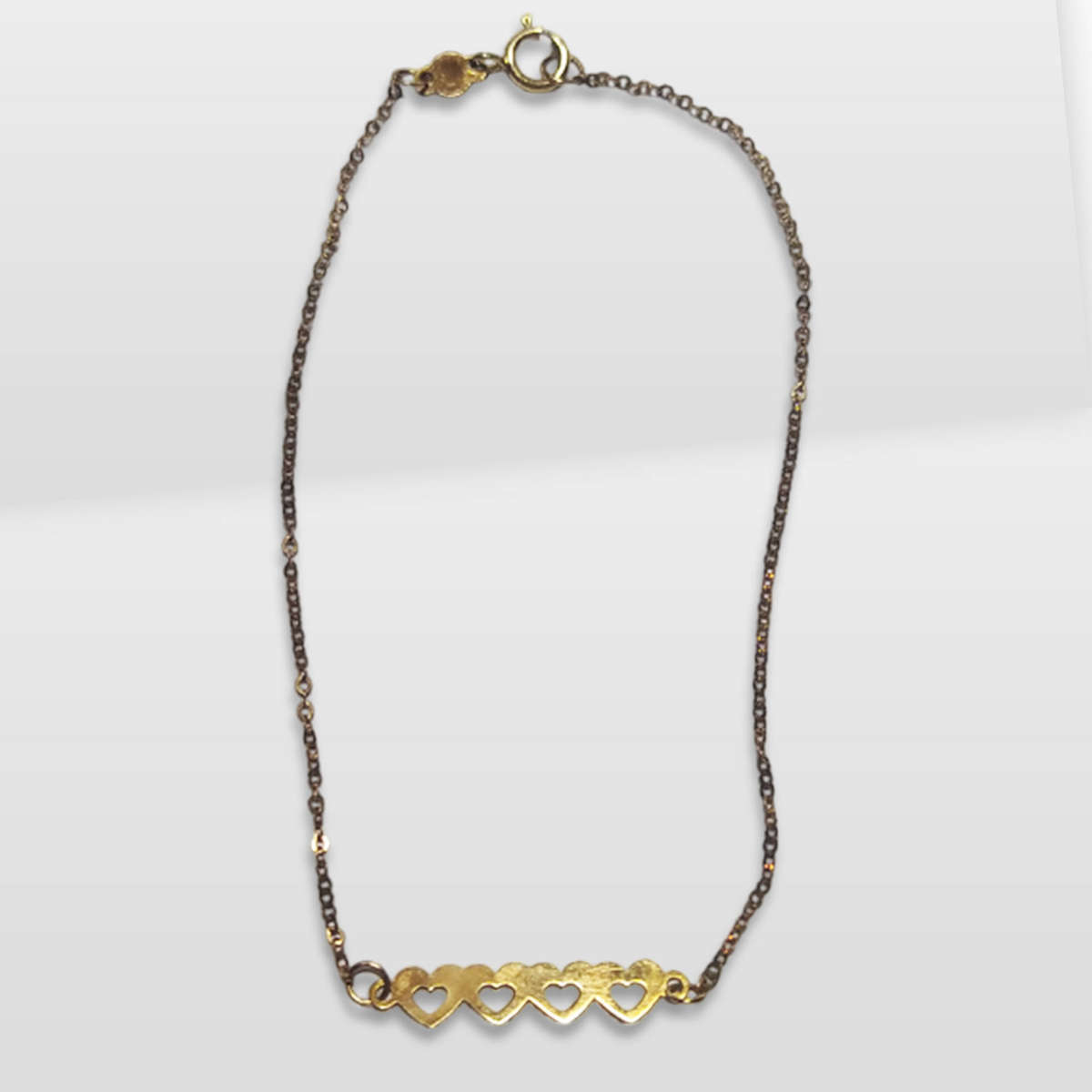 Solid 9ct Gold Heart Bracelet