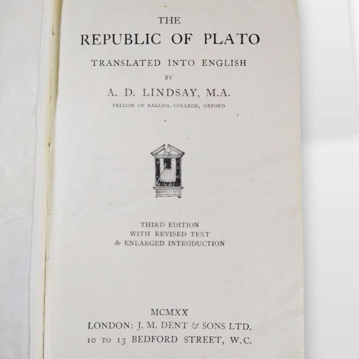 Vintage Rare The Republic Of Plato Book