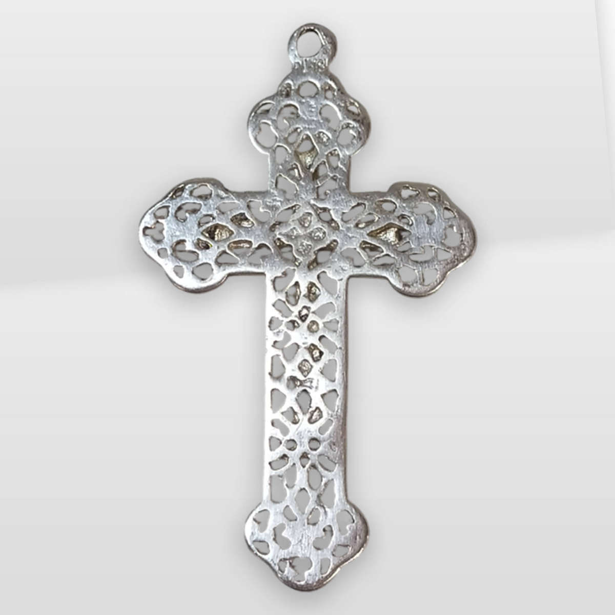 18K Platinum Plated Plumb Gold Filigree Cross Pendant