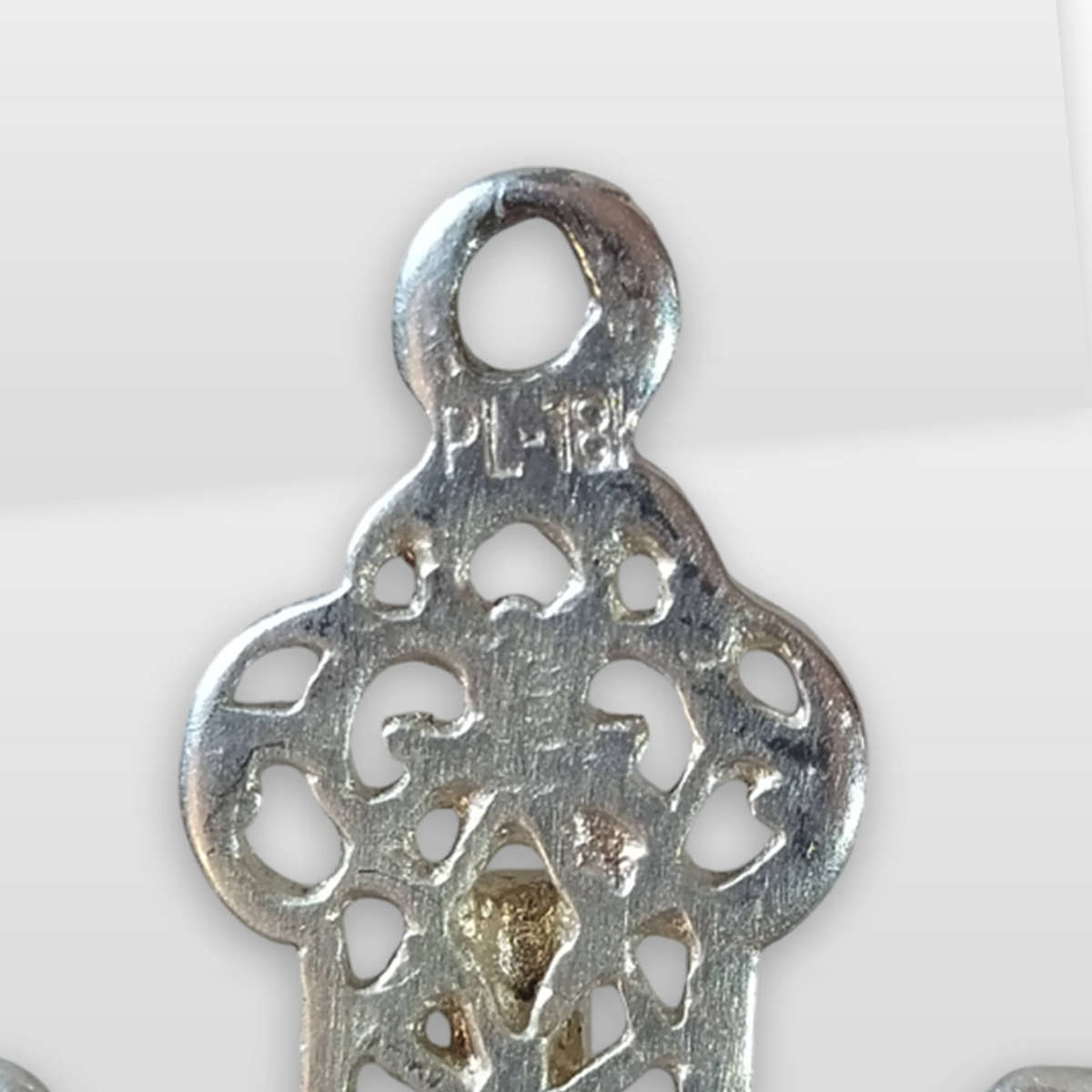18K Platinum Plated Plumb Gold Filigree Cross Pendant