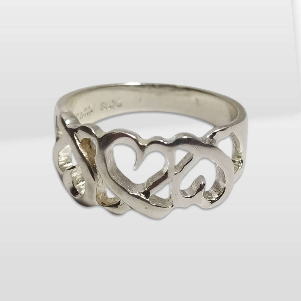 Tiffany & Co 925 Sterling Silver Paloma Picasso Triple Loving Heart Ring