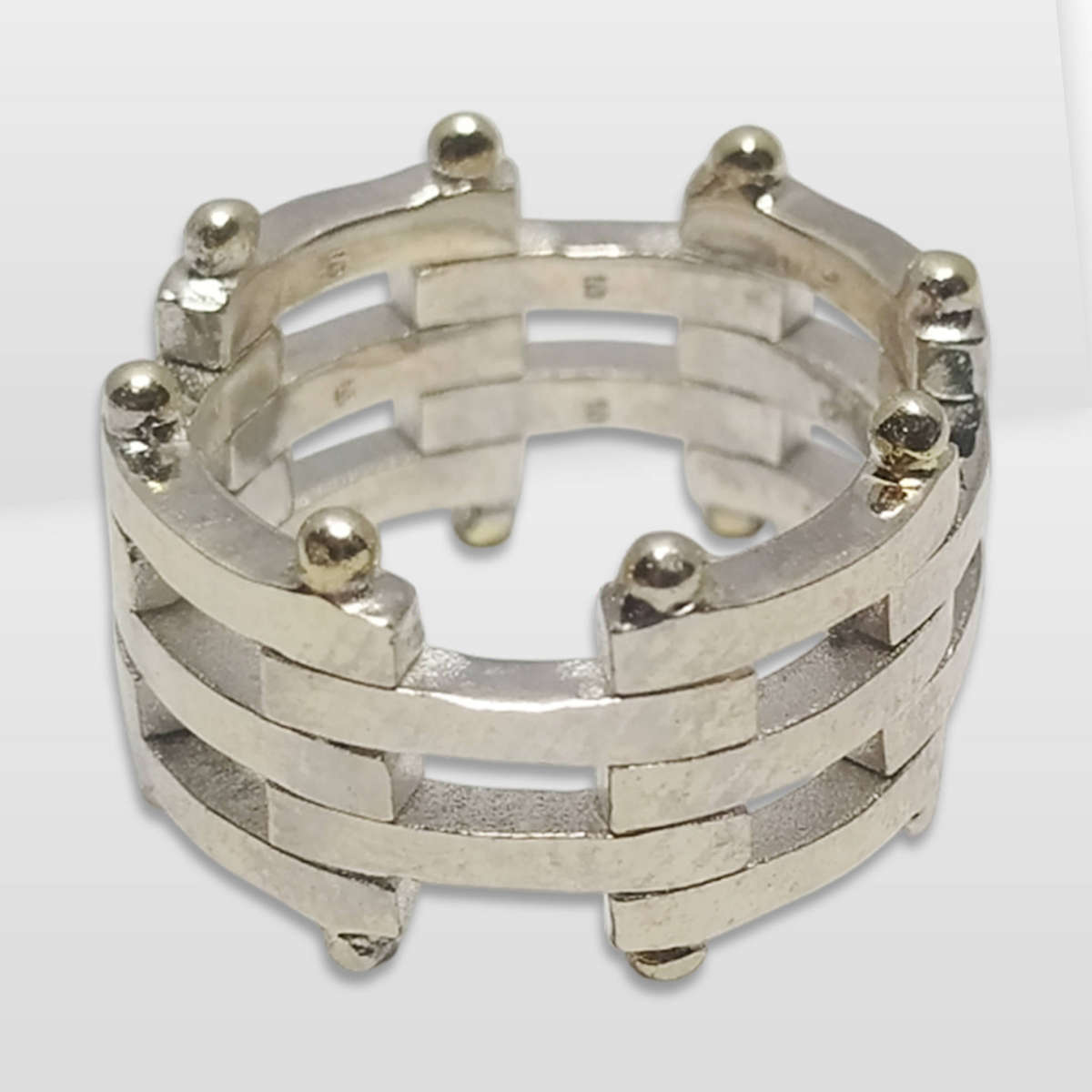 Tiffany & Co 925 Sterling Silver 18K Gold Gate Link Ring