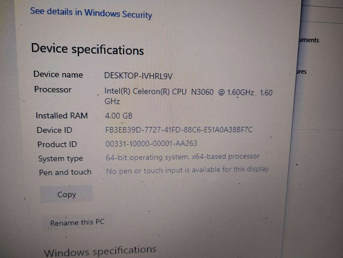 HP Intel (R) Celeron N3060