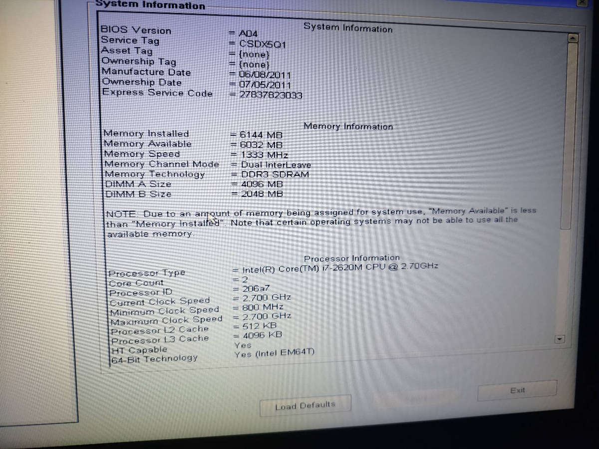Dell Latitude E6520 core i7