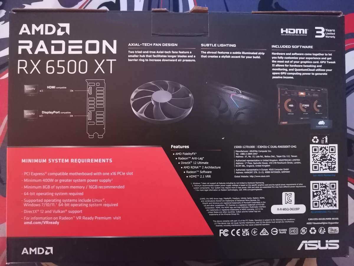 ASUS Dual Radeon RX 6500 XT OC Edition 4GB GDDR6
