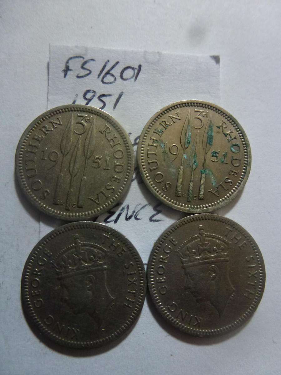 1951 Southern Rhodesia 3 pence