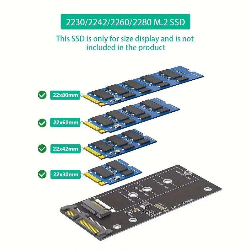 USB-Powered M.2 NGFF to SATA III Adapter Card - B & M Key SSD Converter for 6.35cm SATA III