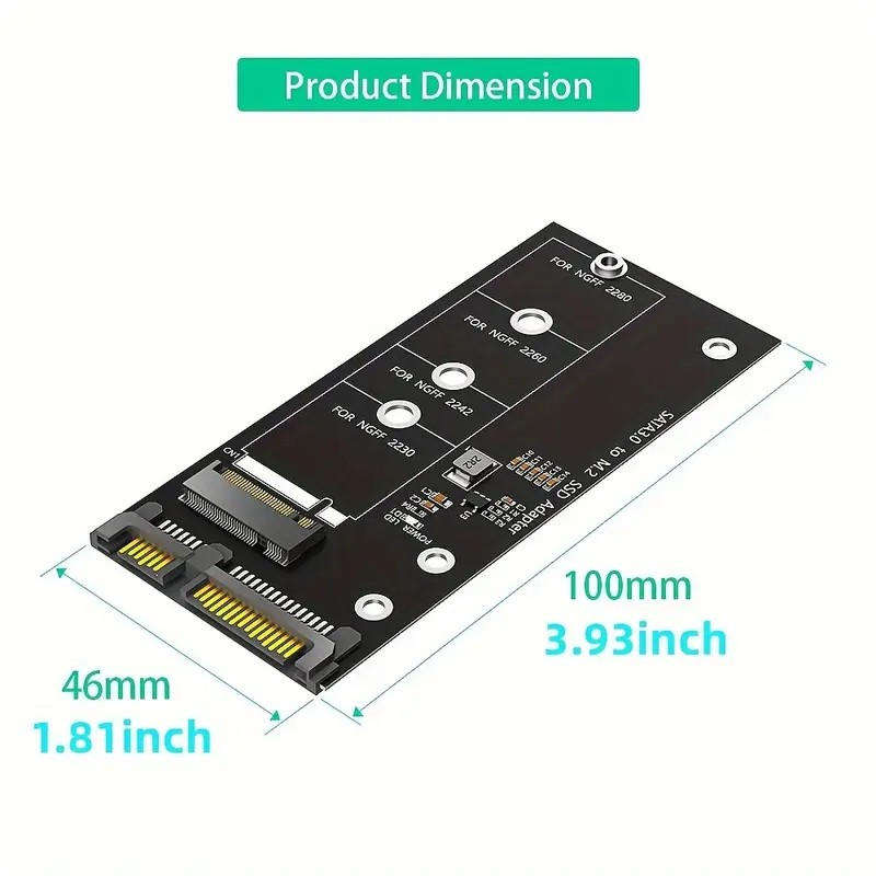 USB-Powered M.2 NGFF to SATA III Adapter Card - B & M Key SSD Converter for 6.35cm SATA III