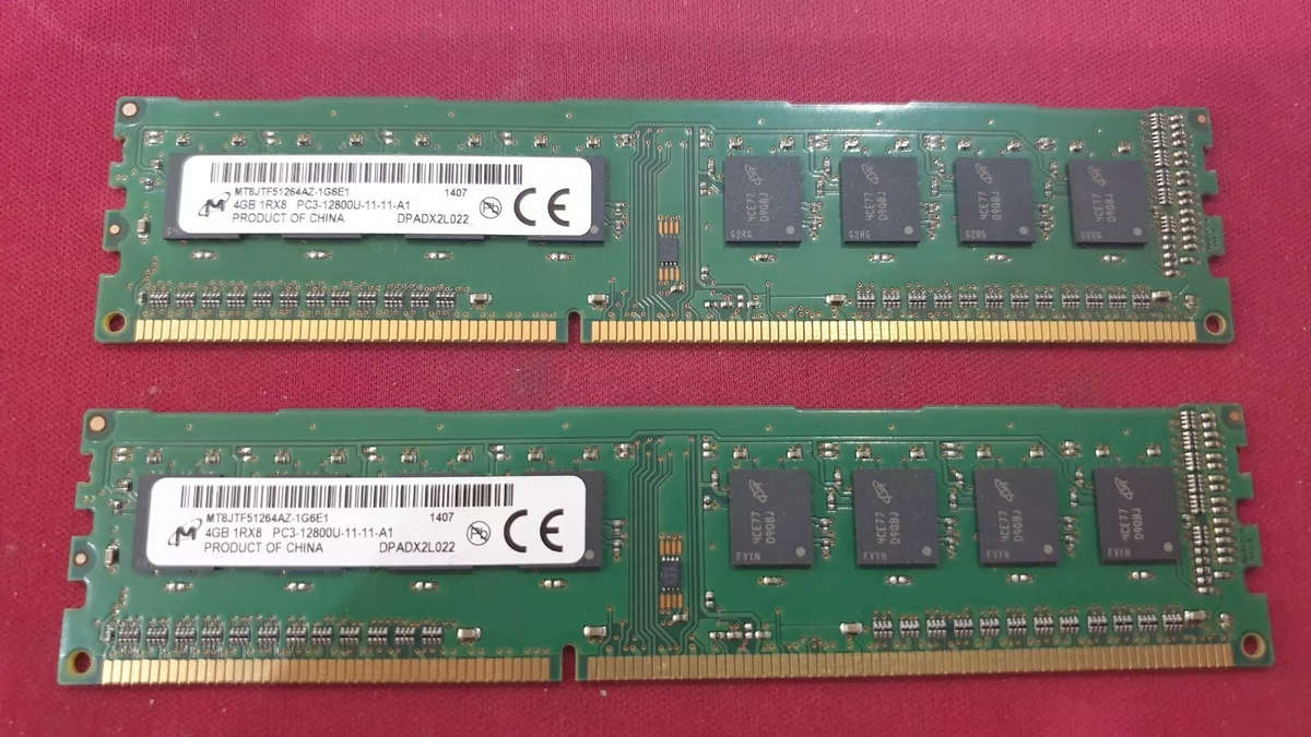 MiCRON 2x 4GB 8GB RAM DDR3 1Rx8 PC3-12800U MT8JTF51264AZ-1G6E1 Desktop RAM Memory