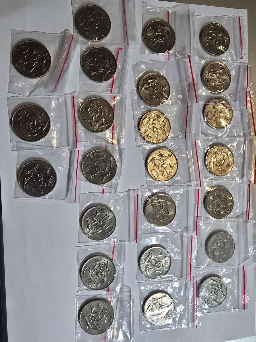 24 Old SA 50c coins