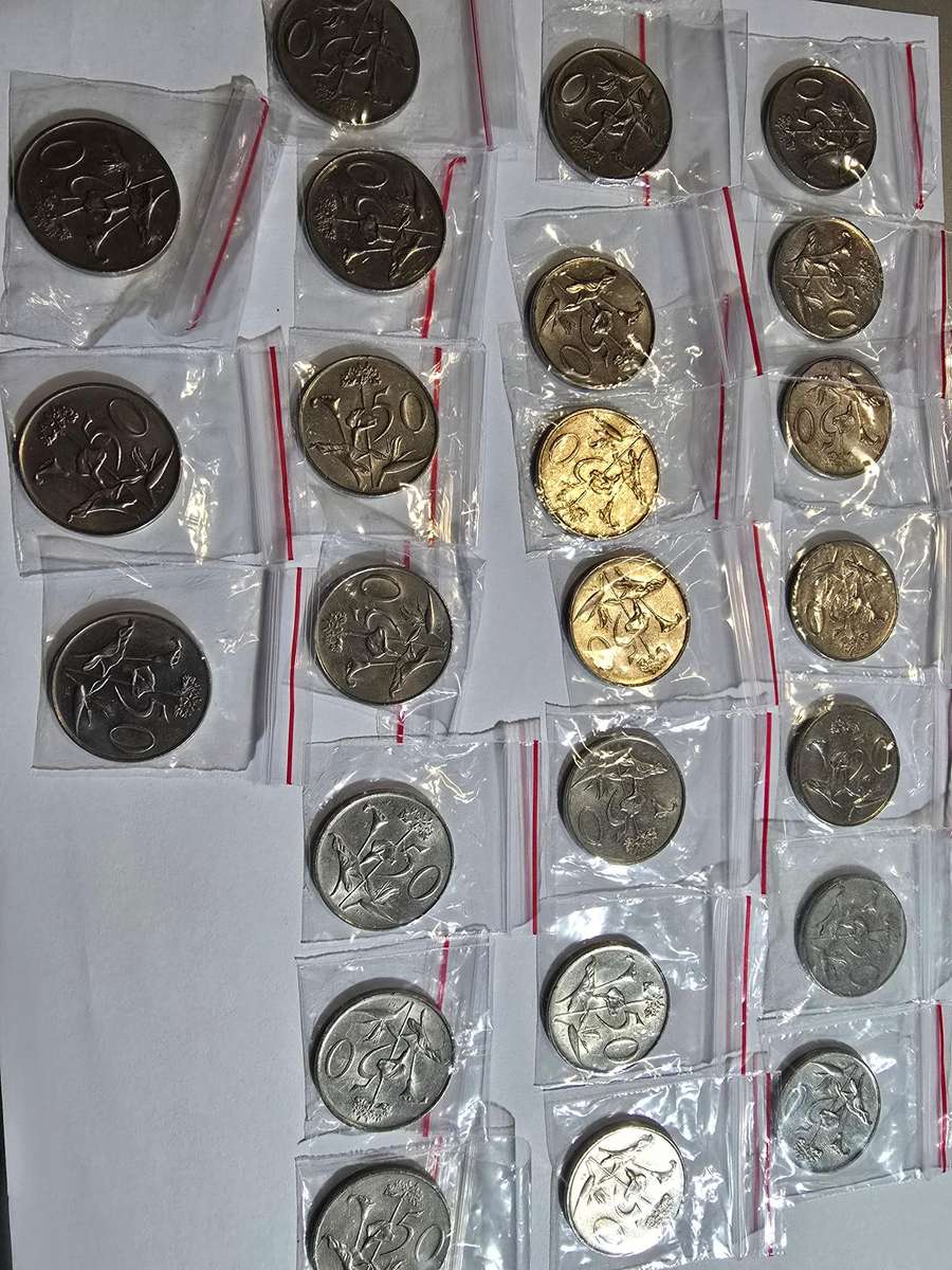 24 Old SA 50c coins