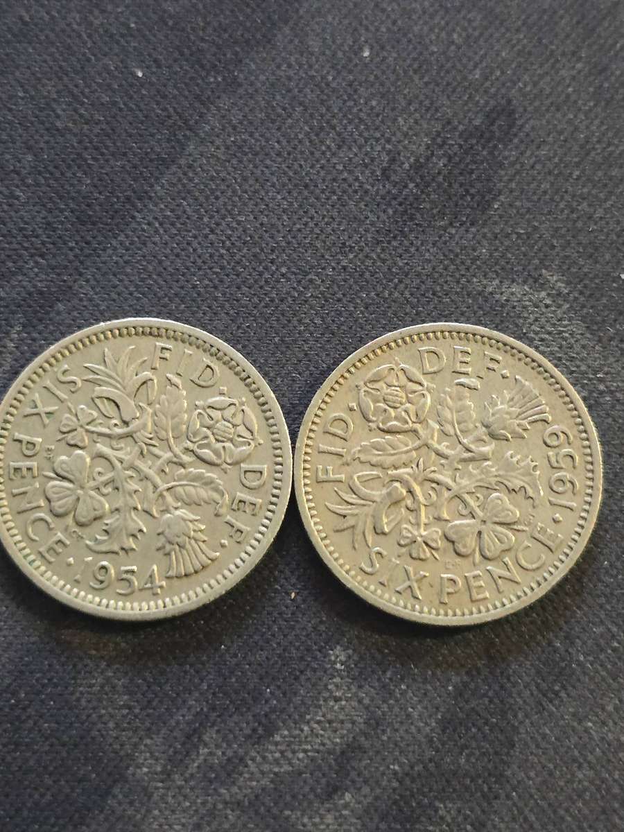 UK 1954 1959 Elizabeth II Sixpence 6 Pence Silver Coins  Pre-Decimal