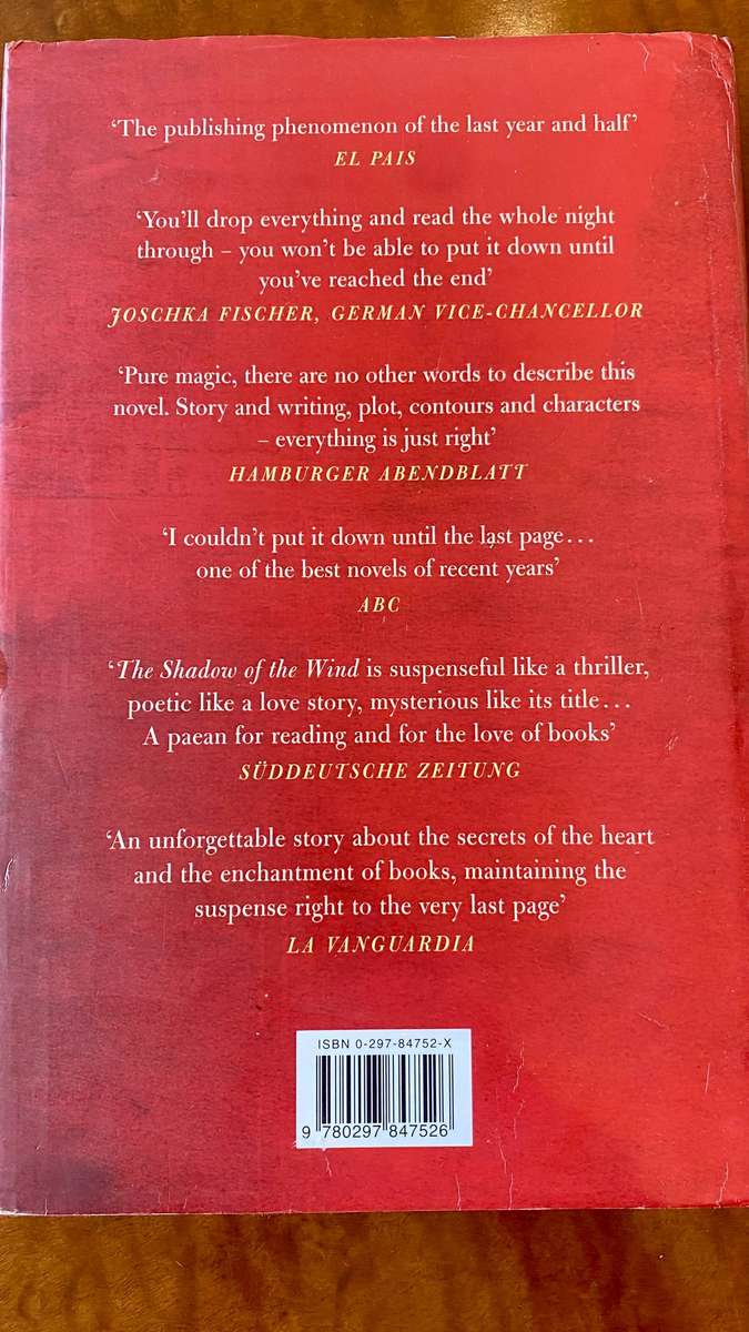 The Shadow of the Wind by Carlos Ruiz Zafón