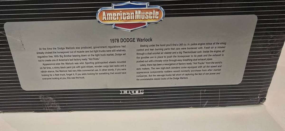 ERTL AMERICAN MUSCLE 78 DODGE WARLOCK DIE CAST SCALE 1/18