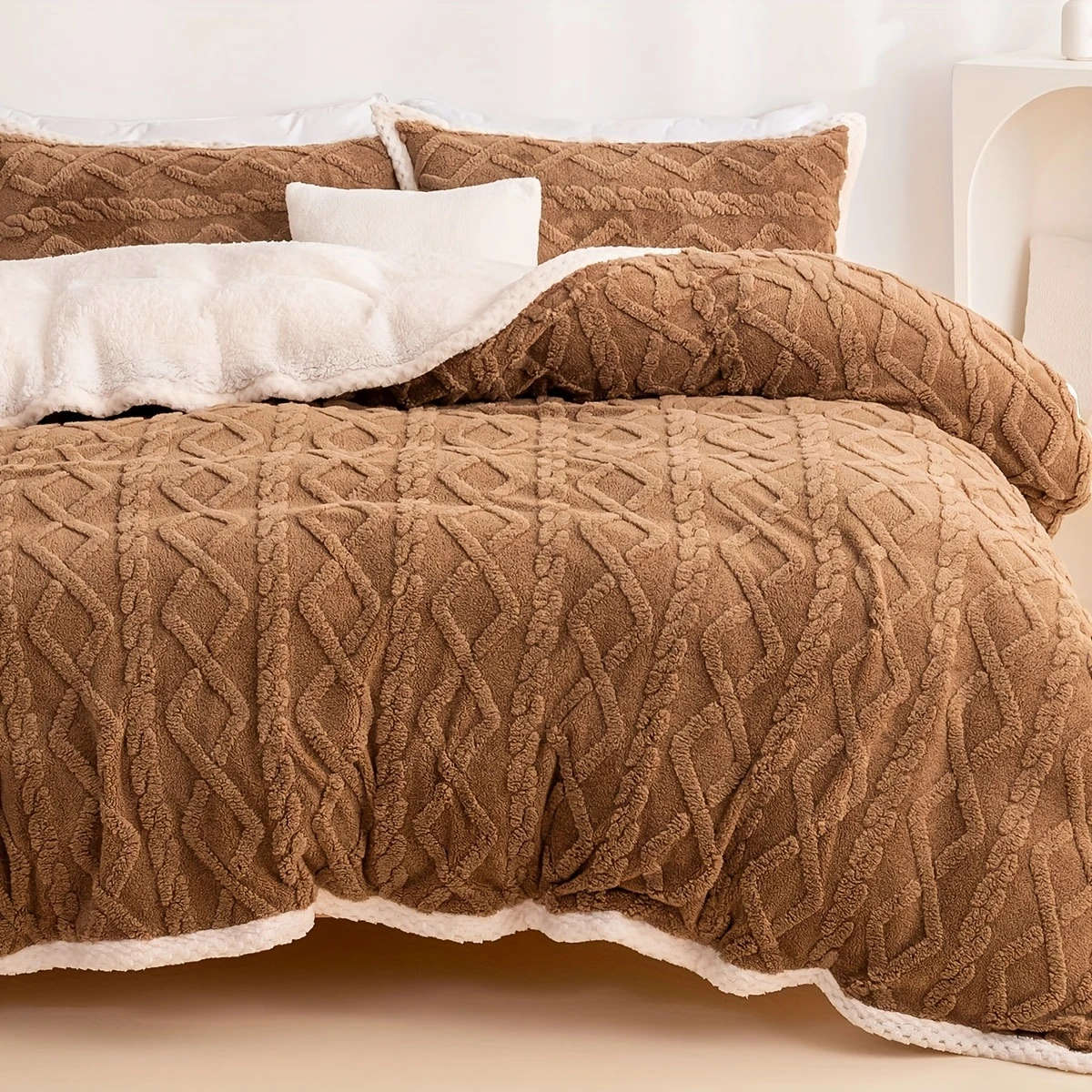 5pcs King Size Fleece Duvet Cover Set