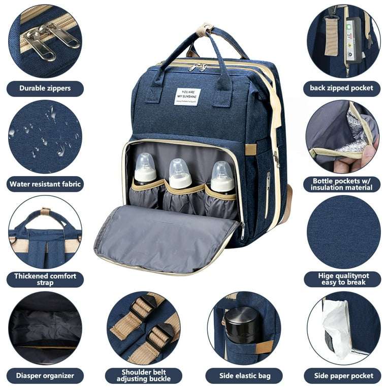 Baby Essentials Bag with Insulated Bottle Pockets for Warm Feeding on-the-go