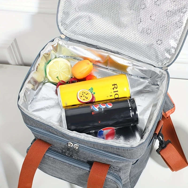 Insulated Lunch Bag for Picnics Leakproof, Thick Thermal Cooler Bag Has Adjustable Shoulder Strap