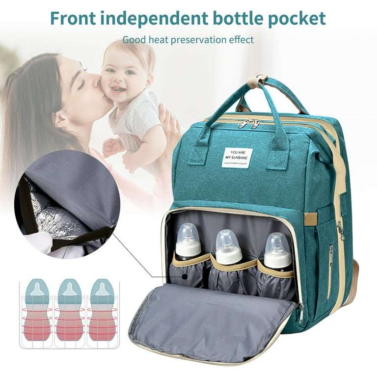 Baby Essentials Bag with Insulated Bottle Pockets for Warm Feeding on-the-go