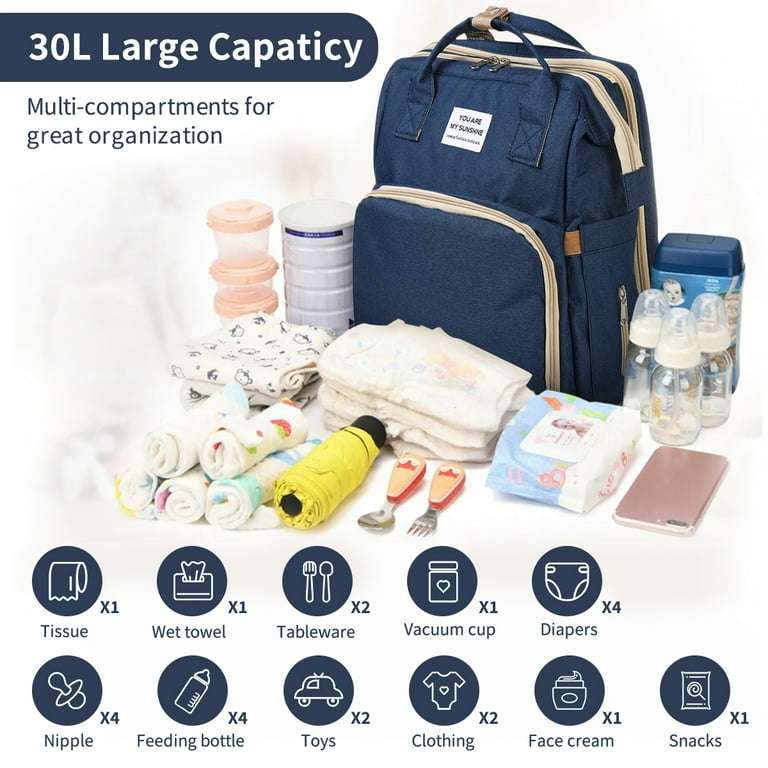 Baby Essentials Bag with Insulated Bottle Pockets for Warm Feeding on-the-go