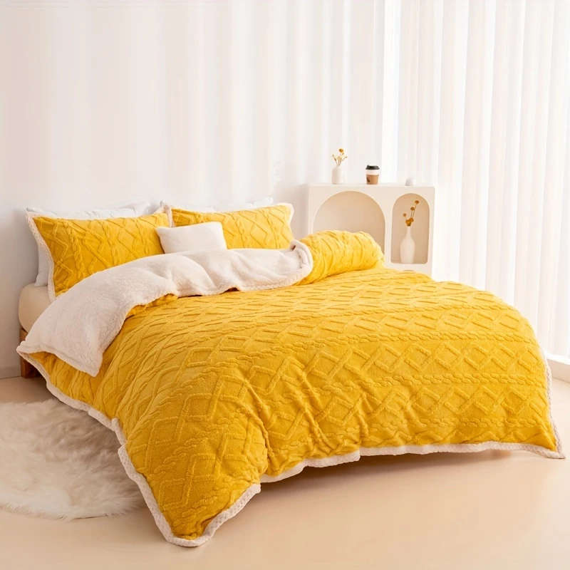 5pcs King Size Fleece Duvet Cover Set