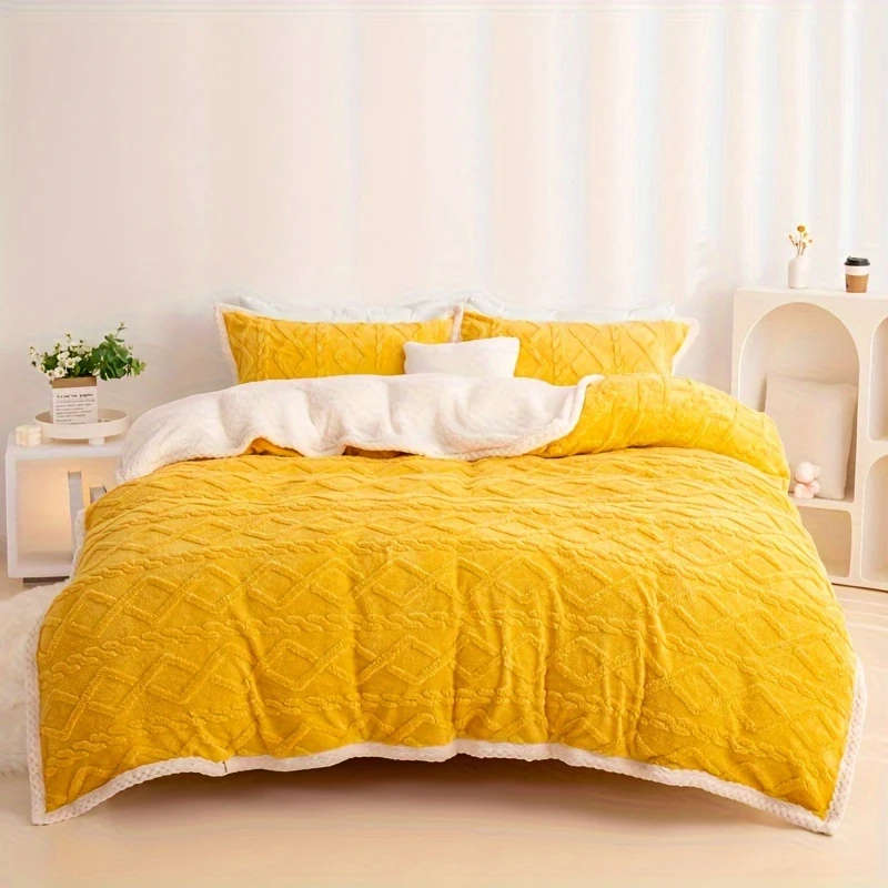5pcs King Size Fleece Duvet Cover Set