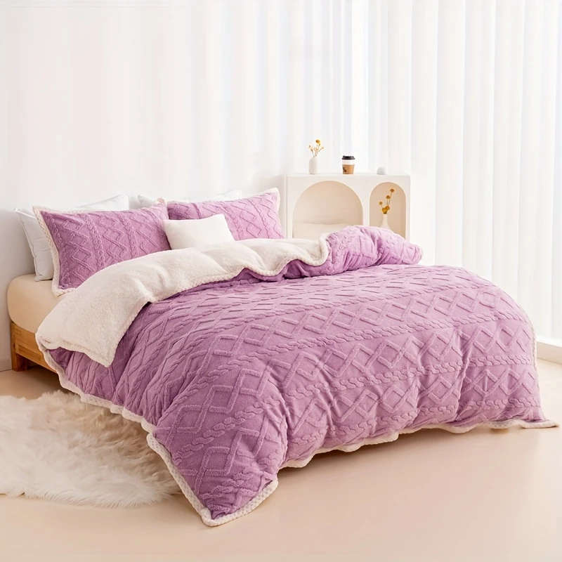 5pcs King Size Fleece Duvet Cover Set