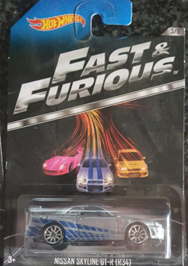 HOTWHEELS NISSAN SKYLINE GT-R (R34) FAST & FURIOUS 3/8