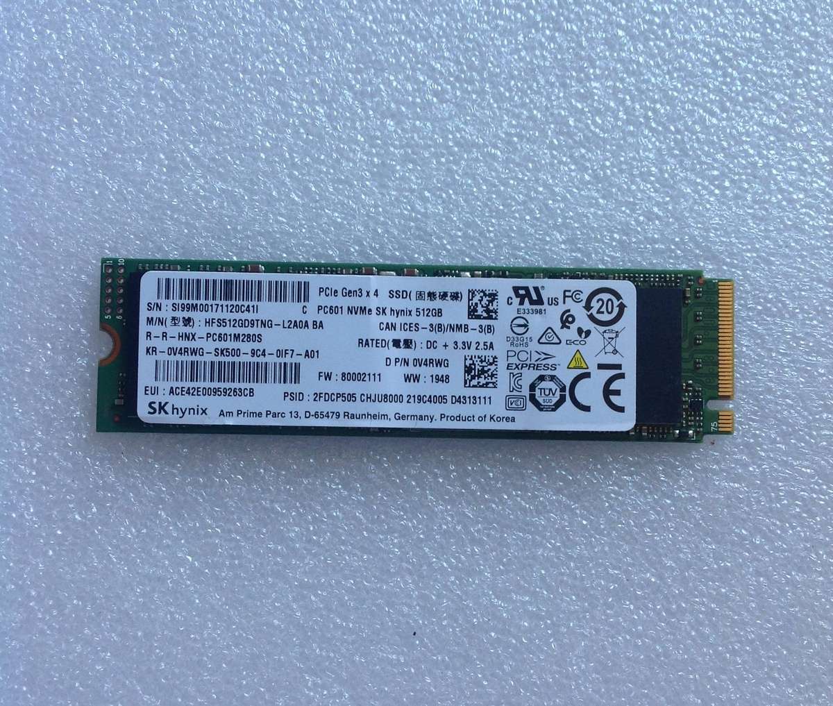 SKHYNIX HARD DRIVE  512GB M 2 SATA [SECOND HAND]