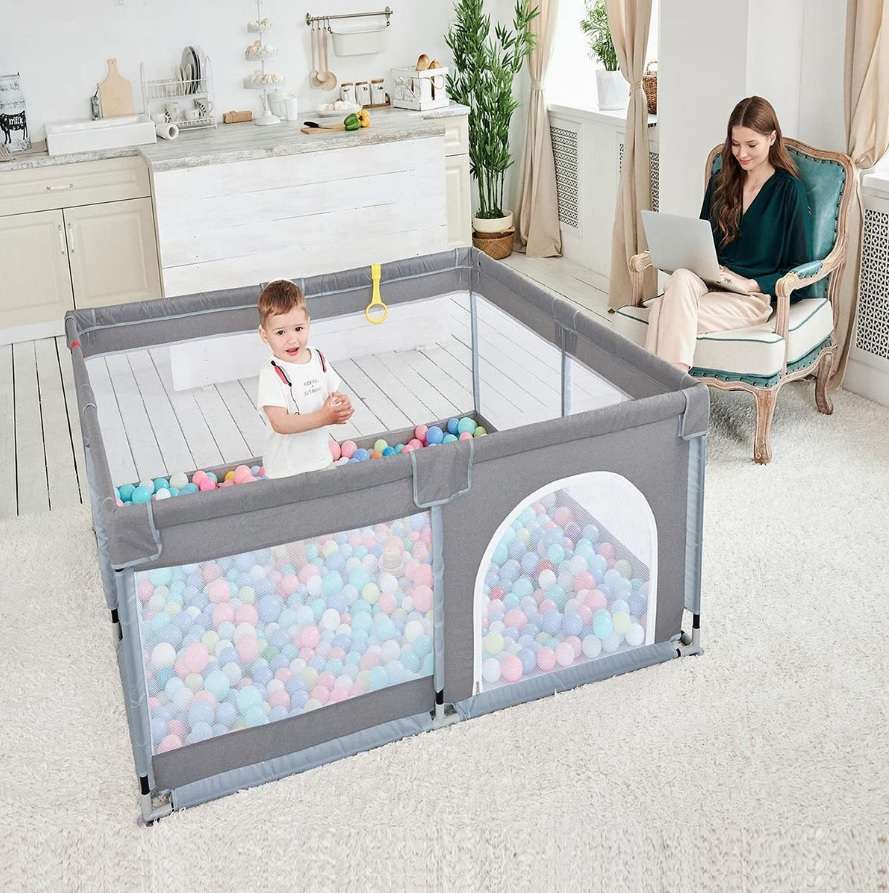 Baby and Toddler Safety Play Pen with 360° Views