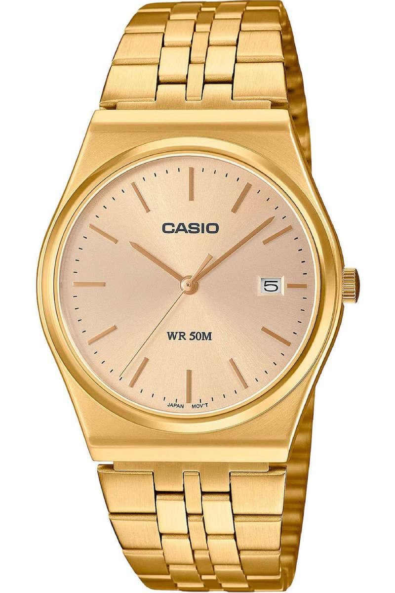 Casio MTP analog gold-tone wristwatch.