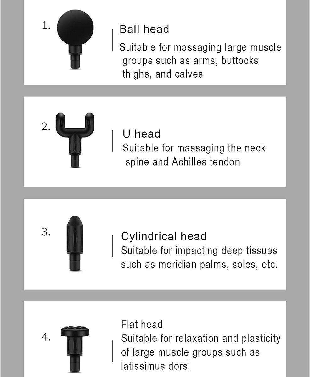 Massage Gun Percussion Massager -Rechargeable 4 Heads Portable Muscle
