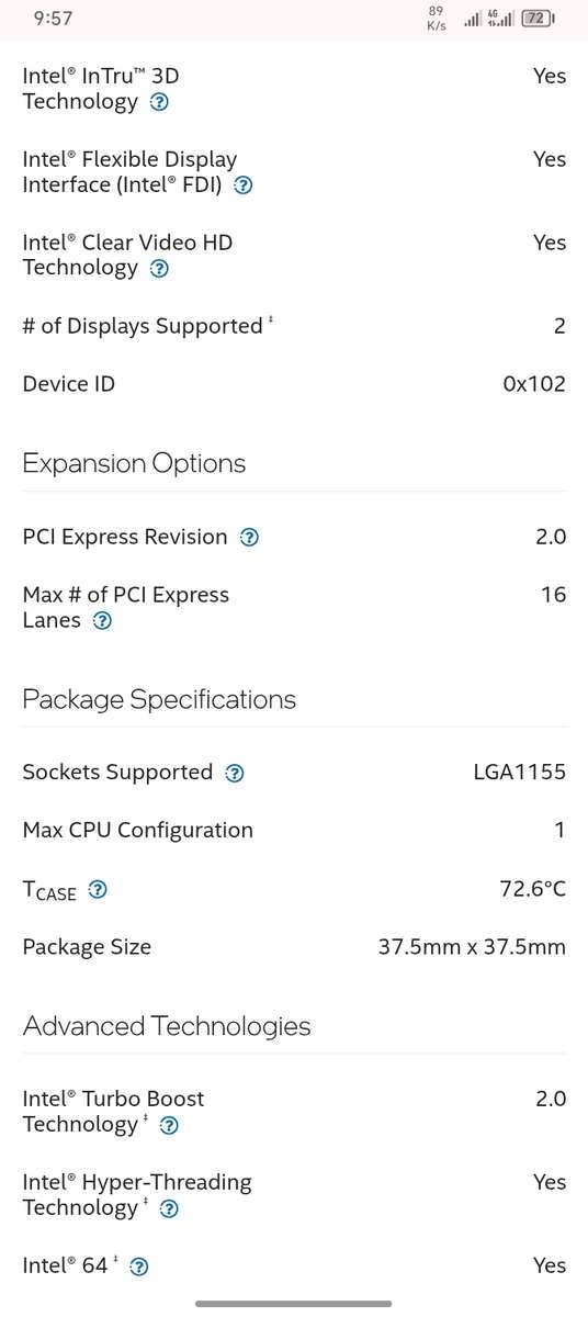 Intel Core i7 2700 3.4ghz cpu