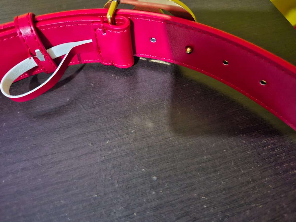 Gucci GG Marmont Wide Belt Leather Gold Double G Buckle Red 110 cm Width 3.5cm