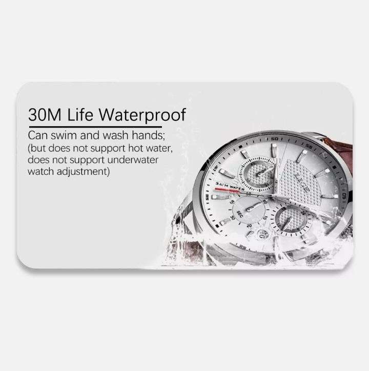 LIGE Luxury Men's Quartz Watch - Elegant Rose Golden Case with Date & Chronograph