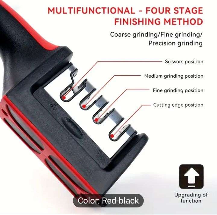 4-Stage Professional Knife Sharpener - Manual Kitchen Sharpening Stone for Tungsten, Diamond & Ceram