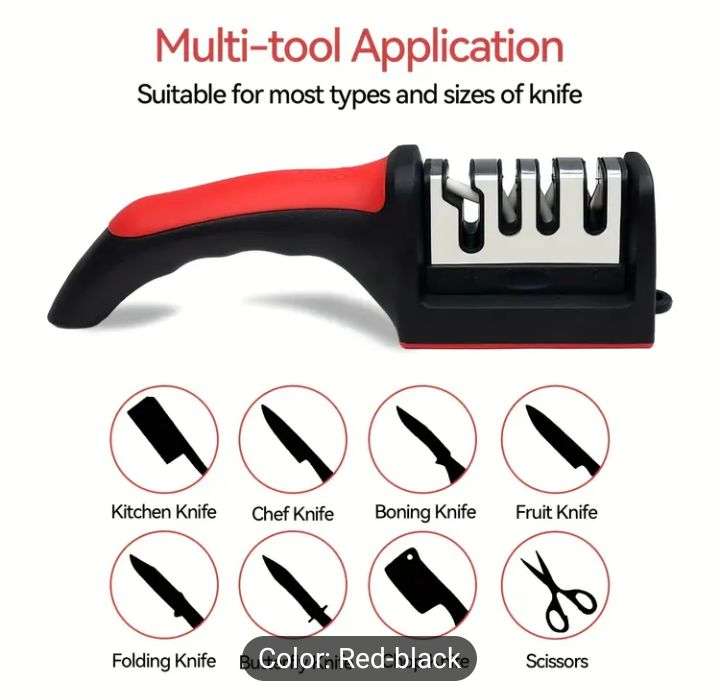 4-Stage Professional Knife Sharpener - Manual Kitchen Sharpening Stone for Tungsten, Diamond & Ceram