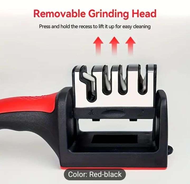 4-Stage Professional Knife Sharpener - Manual Kitchen Sharpening Stone for Tungsten, Diamond & Ceram