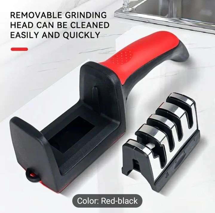 4-Stage Professional Knife Sharpener - Manual Kitchen Sharpening Stone for Tungsten, Diamond & Ceram