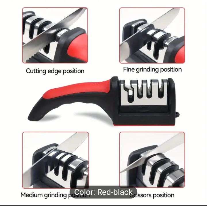 4-Stage Professional Knife Sharpener - Manual Kitchen Sharpening Stone for Tungsten, Diamond & Ceram