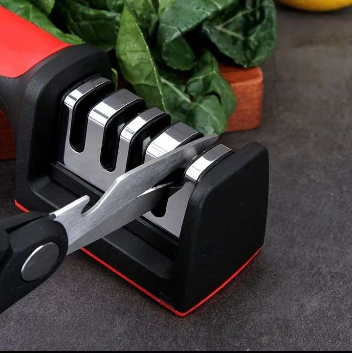 4-Stage Professional Knife Sharpener - Manual Kitchen Sharpening Stone for Tungsten, Diamond & Ceram