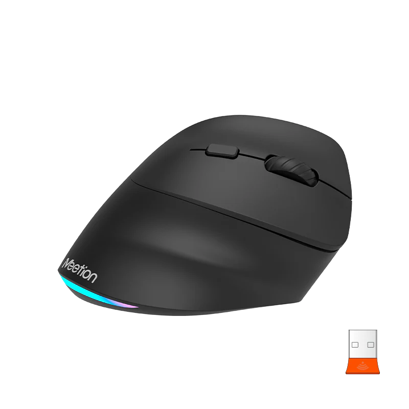 Meetion Wireless Ergonomic Vertical Mouse - Right-handed, RGB, Bluetooth