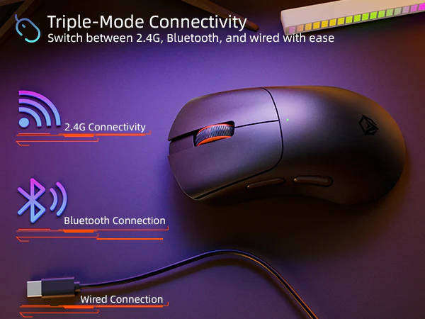 Meetion Lightweight Wireless Gaming Mouse - Bluetooth, 65g, 12800 DPI