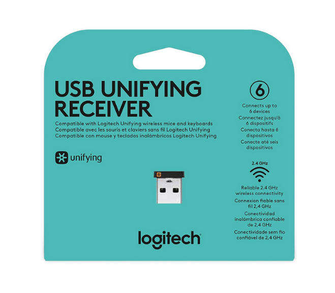 Logitech USB Unifying Receiver, 2.4 GHz Wireless Technology